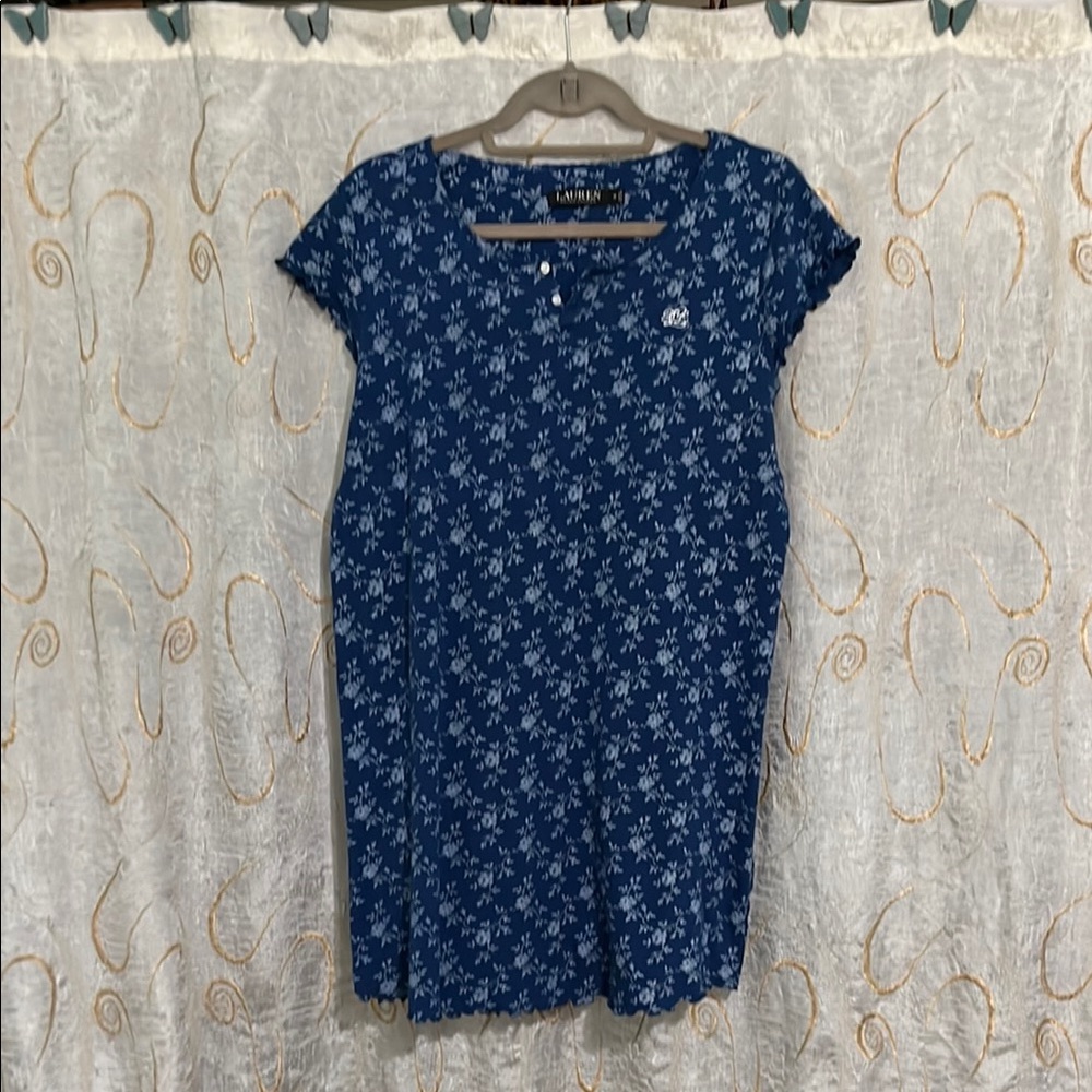 Ralph Lauren Blue Cap Sleeve Sleepwear Blouse
